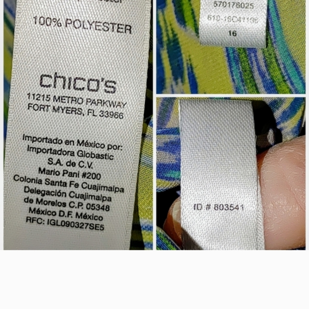 🦋🍀 3 Chico’s: 2P (14/16P) Spring Blouse Bundle, Butterfly, Geometric & Paisley - Picture 12 of 16